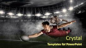  Presentation with rugby - Presentation theme having try-rugby-football-player background and a wine colored foreground