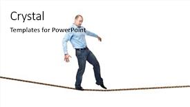  Presentation with walk - PPT layouts consisting of controling risk - young businessman try to walk background and a white colored foreground