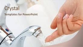  Presentation with water faucet - PPT theme having trying how hot the water background and a sky blue colored foreground