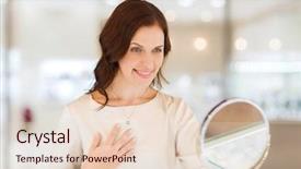  Presentation with consumerism - Colorful presentation design enhanced with trying on pendant at jewelry backdrop and a lemonade colored foreground