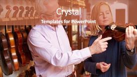  Presentation with music violin and piano - Audience pleasing PPT theme consisting of trying out violin in music backdrop and a  colored foreground