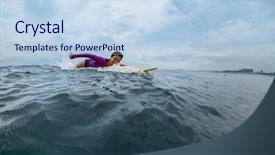  Presentation with ocean wave - PPT theme consisting of trying to catch the wave background and a sky blue colored foreground