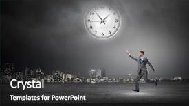  Presentation with time - Audience pleasing PPT theme consisting of trying to catch time backdrop and a dark gray colored foreground