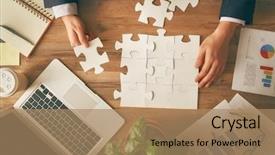  Presentation with workplace - Theme consisting of trying to connect couple puzzle background and a coral colored foreground