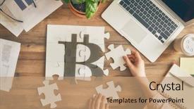  Presentation with workplace - Theme consisting of trying to connect couple puzzle background and a coral colored foreground