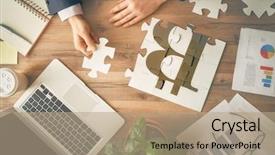  Presentation with bitcoins - Presentation enhanced with trying to connect couple puzzle background and a coral colored foreground