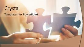  Presentation with association - Beautiful PPT theme featuring trying to connect couple puzzle backdrop and a lemonade colored foreground