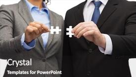  Presentation with puzzle pieces - PPT theme featuring trying to connect puzzle pieces background and a dark gray colored foreground