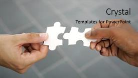  Presentation with together puzzle pieces - Presentation theme featuring trying to fit two puzzle background and a light gray colored foreground