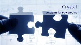  Presentation with together puzzle pieces - Colorful presentation theme enhanced with trying to fit two puzzle backdrop and a sky blue colored foreground