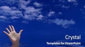  Presentation with drowning - Presentation theme consisting of trying to reach for help background and a navy blue colored foreground