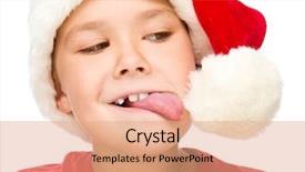  Presentation with hat - PPT theme consisting of trying to touch the pompom background and a coral colored foreground