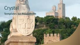  Presentation with church - Colorful slides enhanced with tsarevets fortress and patriarch church backdrop and a sky blue colored foreground