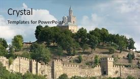  Presentation with hill - Slide deck featuring tsarevets hill and the patriarchal background and a light blue colored foreground