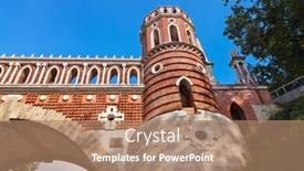  Presentation with museum - PPT theme with tsaritsino-palace-russian-museum background and a coral colored foreground