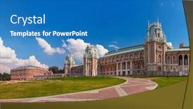  Presentation with museum - Presentation with tsaritsino-palace-russian-museum background and a teal colored foreground