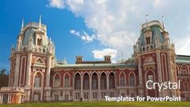 Presentation with museum - Colorful PPT theme enhanced with tsaritsino-palace-russian-museum backdrop and a tawny brown colored foreground
