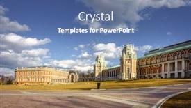  Presentation with palace of fine arts - PPT theme having tsaritsyno-palace-in-moscow-originally background and a ocean colored foreground