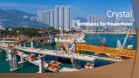  Presentation with bridge construction - Slides enhanced with tseung-kwan-o-hong-kong background and a teal colored foreground