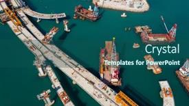  Presentation with highway construction - PPT theme having tseung-kwan-o-hong-kong background and a ocean colored foreground