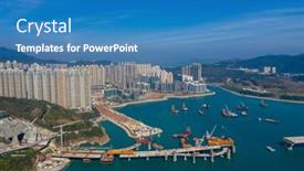  Presentation with bridge construction - Audience pleasing presentation theme consisting of tseung-kwan-o-hong-kong backdrop and a teal colored foreground