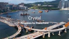  Presentation with bridge construction - Cool new PPT theme with tseung-kwan-o-hong-kong backdrop and a  colored foreground