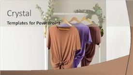  Presentation with rail - Presentation theme with tshirts-displayed-on-clothing-rail background and a light gray colored foreground