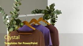  Presentation with rail - PPT layouts with tshirts-displayed-on-clothing-rail background and a tawny brown colored foreground