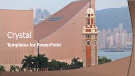  Presentation with union jack flag and clock tower - PPT theme featuring war - bloody hand holding a baseball background and a sky blue colored foreground