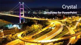  Presentation with bridge - Presentation theme with tsing ma bridge at night background and a navy blue colored foreground