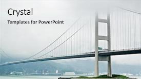  Presentation with bridge - Beautiful PPT theme featuring tsing ma bridge in mist backdrop and a white colored foreground