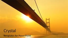  Presentation with bridge - Slide deck enhanced with ray light - tsing ma bridge in sunset background and a gold colored foreground
