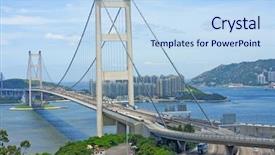  Presentation with bridge - Theme enhanced with tsing ma bridge landmark bridge background and a light blue colored foreground