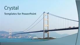  Presentation with bridge - PPT theme featuring tsing ma bridge background and a sky blue colored foreground