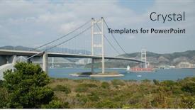  Presentation with suspension bridge - Cool new slide set with tsing-ma-suspension-bridge backdrop and a  colored foreground