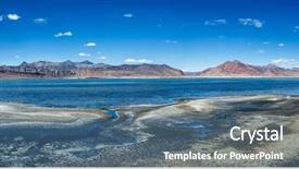  Presentation with kashmir - PPT theme featuring tso kar - fluctuating moutain background and a ocean colored foreground