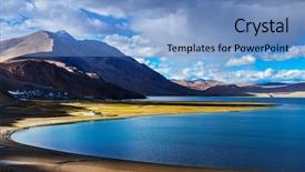  Presentation with village india - Presentation consisting of tso moriri and korzok village background and a teal colored foreground