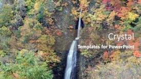  Presentation with fall waterfall - PPT theme with tsumijikura taki waterfall in autumn fall season at fukushima japan background and a violet colored foreground