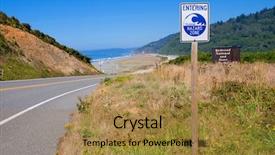  Presentation with tsunami - Slides having tsunami warning zone road sign background and a gold colored foreground