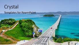  Presentation with bridge - PPT theme consisting of tsunoshima ohashi bridge background and a light blue colored foreground