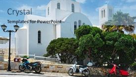  Presentation with church christian - Slide set having ttraditional-whitewashed-orthodox-christian-church background and a light blue colored foreground