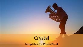 Presentation with instrument - Amazing slide deck having tuba - instrument silhouette backdrop and a gold colored foreground