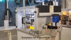  Presentation with factory machine - Presentation theme featuring tube-cutting-machine background and a  colored foreground