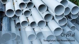  Presentation with sewer - Slides having sewer pipelines - pvc pipes close up background and a light blue colored foreground