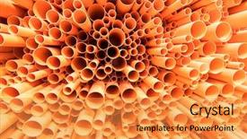  Presentation with pvc - Presentation theme having culvert - pvc pipes stacked in construction background and a gold colored foreground