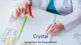  Presentation with hematology - Theme consisting of tube of blood in medical background and a sky blue colored foreground