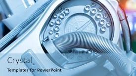  Presentation with robot arm - Presentation design with tube-of-robot-arm background and a light blue colored foreground