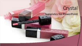  Presentation with white rose - PPT theme with tube rose - beautiful lip glosses isolated background and a coral colored foreground