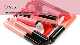  Presentation with white rose - Presentation design enhanced with tube rose - beautiful lip glosses isolated background and a coral colored foreground