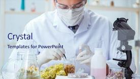  Presentation with chemist - Colorful PPT layouts enhanced with tube rose - chemist mixing perfumes backdrop and a sky blue colored foreground